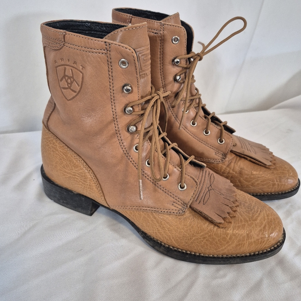 Ariat Women's 7B Heritage Lacer II Kiltie Distressed Brown Western Boots - Picture 1 of 11
